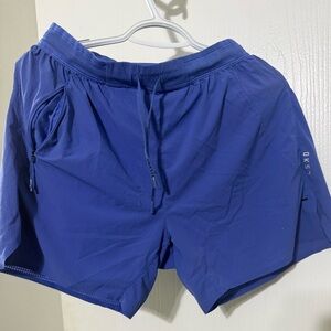 OKS1 Men’s Blue Athletic Running Shorts Size M Zip Pocket Drawstring